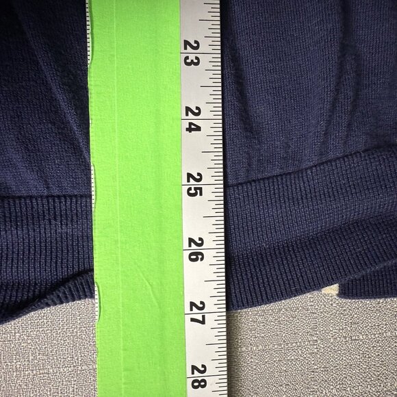 Brooks Brothers Button Up Color Block Cardigan Navy Blue Large Quiet Luxury - Picture 13 of 13